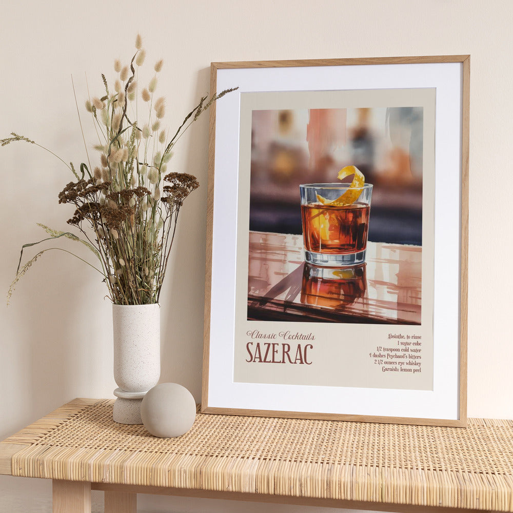 Classic Cocktails - Sazerac - Art Print by Andreas Magnusson