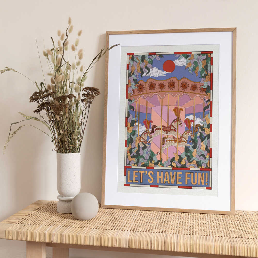 Let's Have Fun - With Text - Art Print by OMG Kitty
