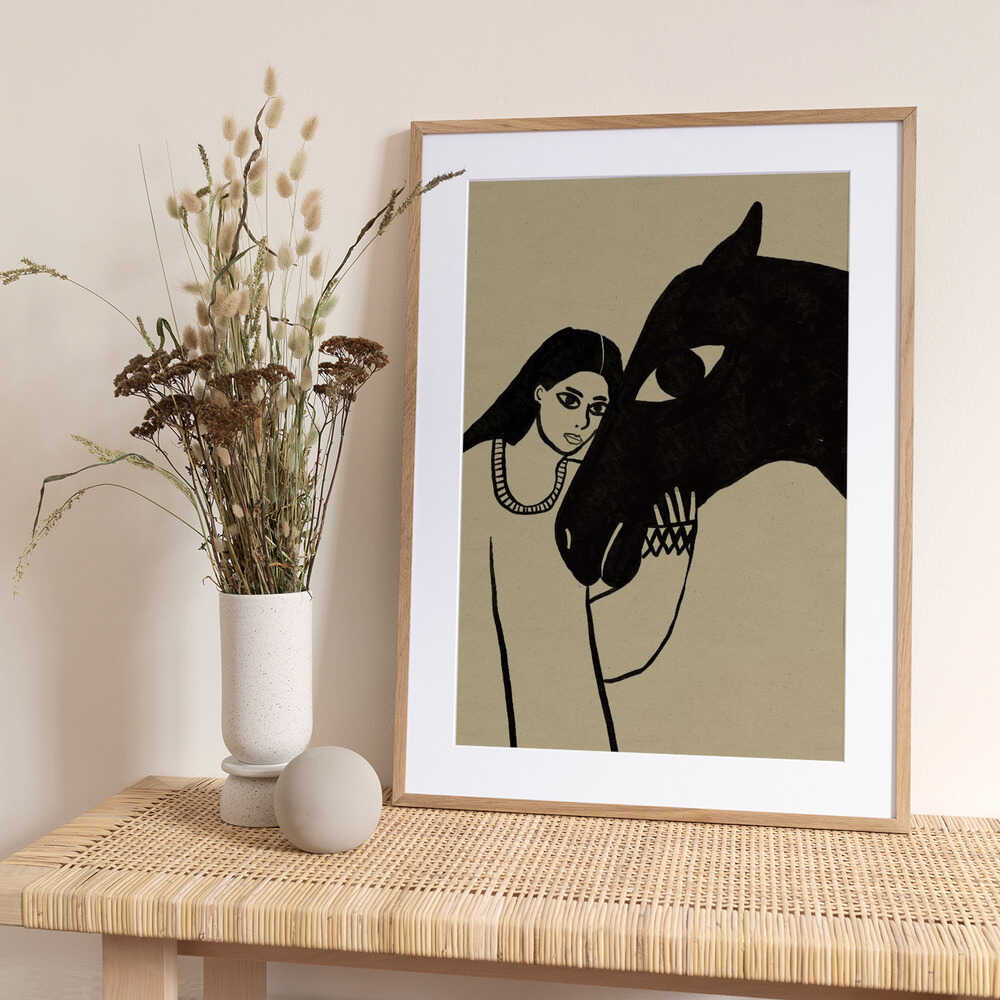 Lady and horse - Art Print by Sharyn Bursic