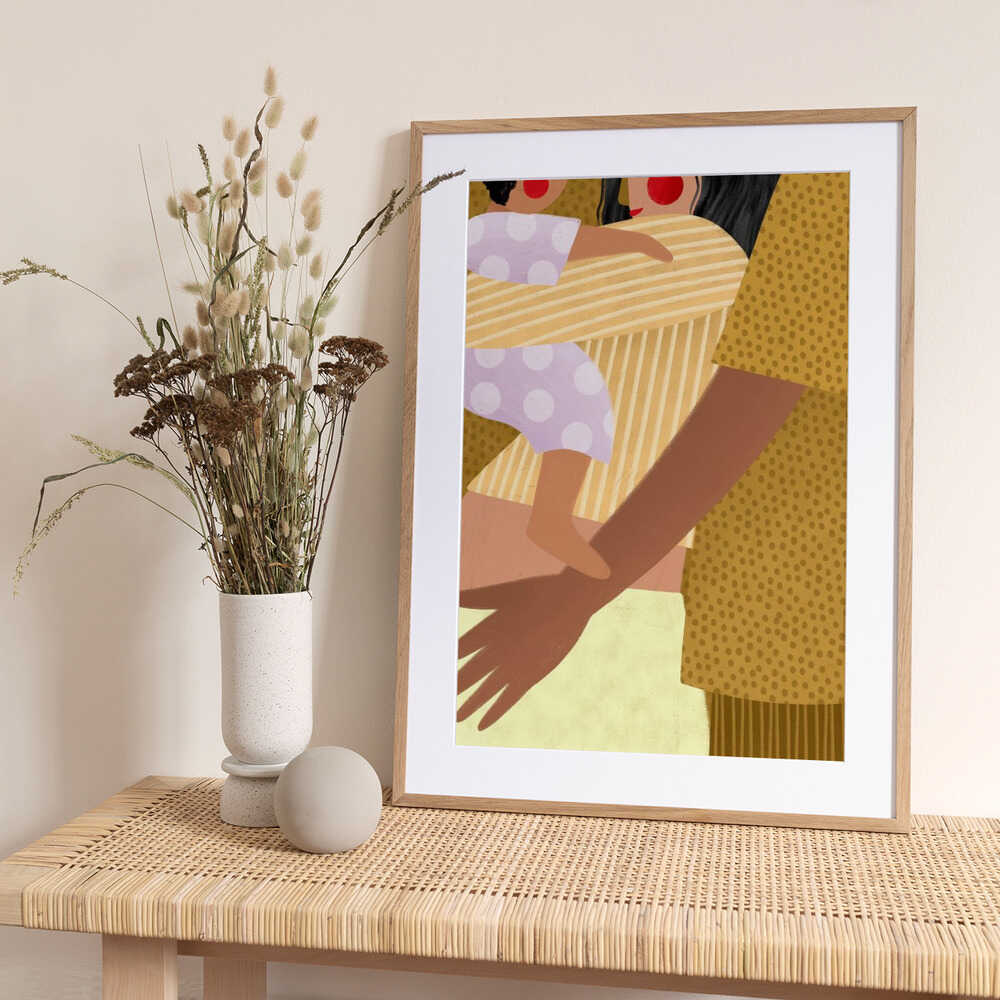 Gentle Family Embrace - Art Print by Bea Müller