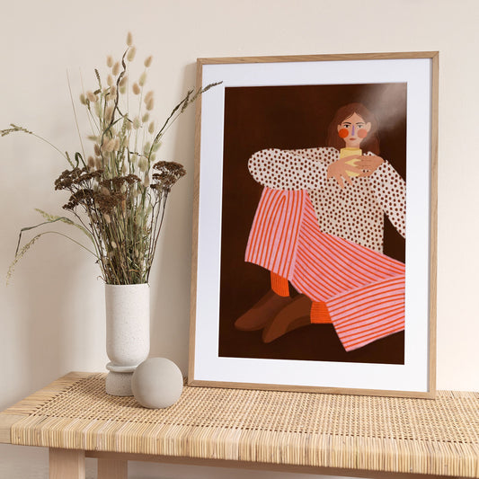 Woman With the Cup of Tea - Art Print by Bea Müller