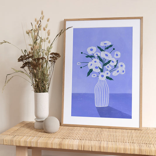 Flowers In Blue - Art Print by Bea Müller