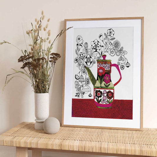 Pour Me a Cup of Flowers - Art Print by Sharon Nullmeyer