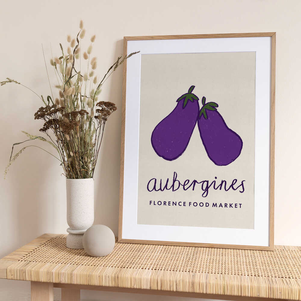 Aubergines Florence Food Market Italy - Art Print by Dirkie Nell