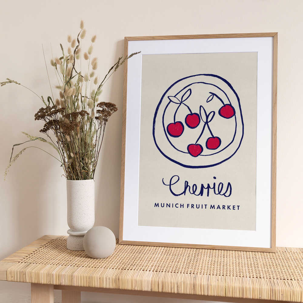 Cherries Munich Food Market Germany - Art Print by Dirkie Nell