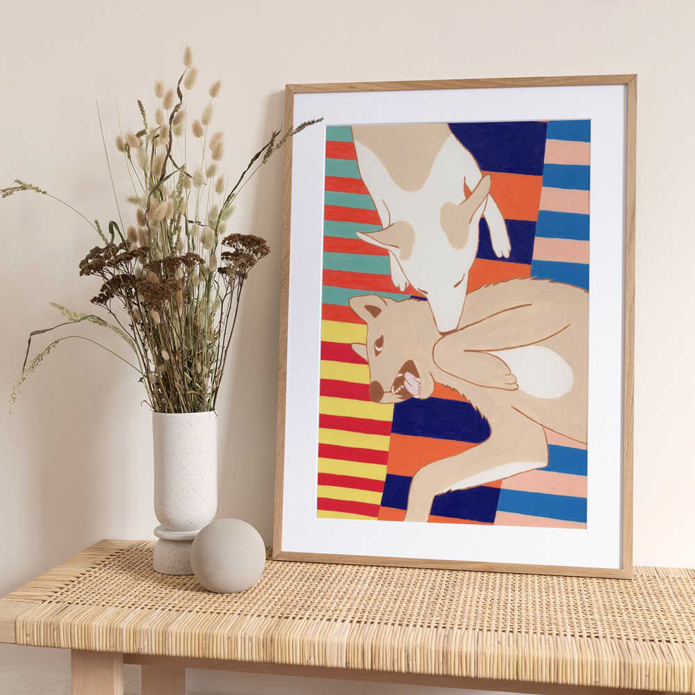 Dog Love - Art Print by Julie Lesouef