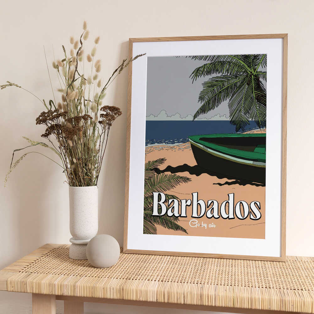 Barbados Go By Air - Art Print by Nicholas Travel Poster