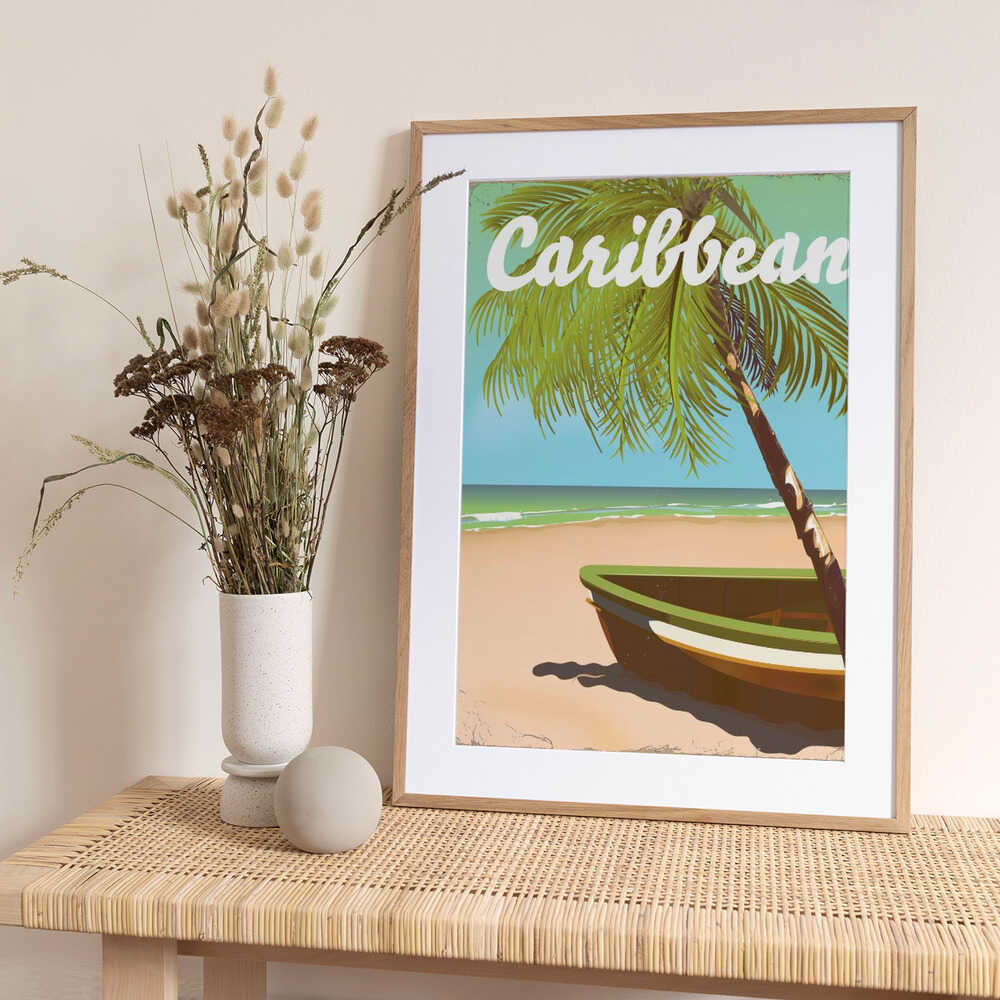 Caribbean Travel Poster - Art Print by Nicholas