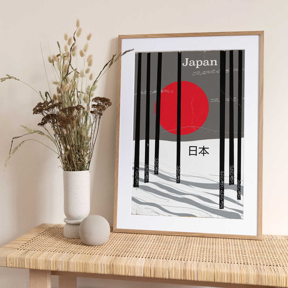 Japan Winter Forest - Art Print by Nicholas Travel Poster