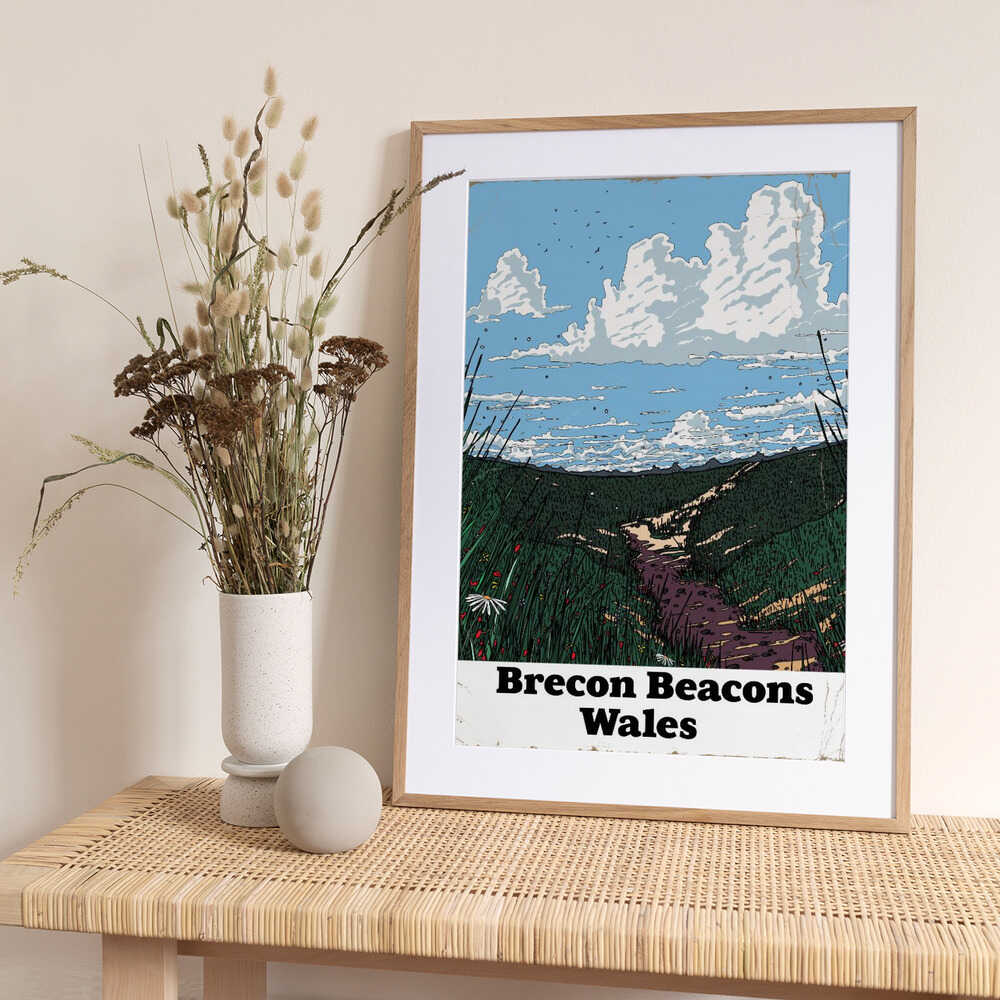 Brecon Beacons Wales Vintage Travel - Art Print by Nicholas