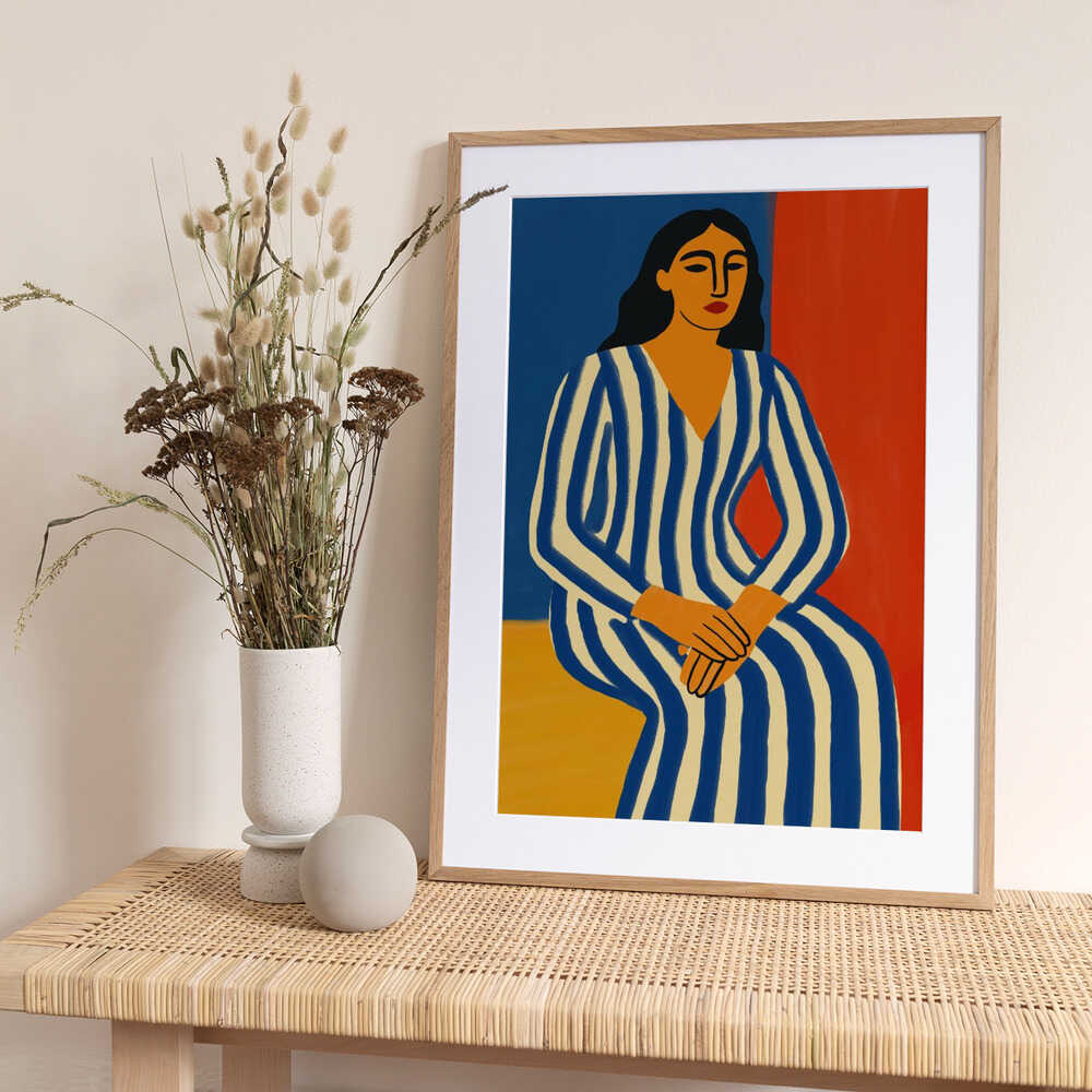 Woman in Striped Dress - Art Print by Little Dean