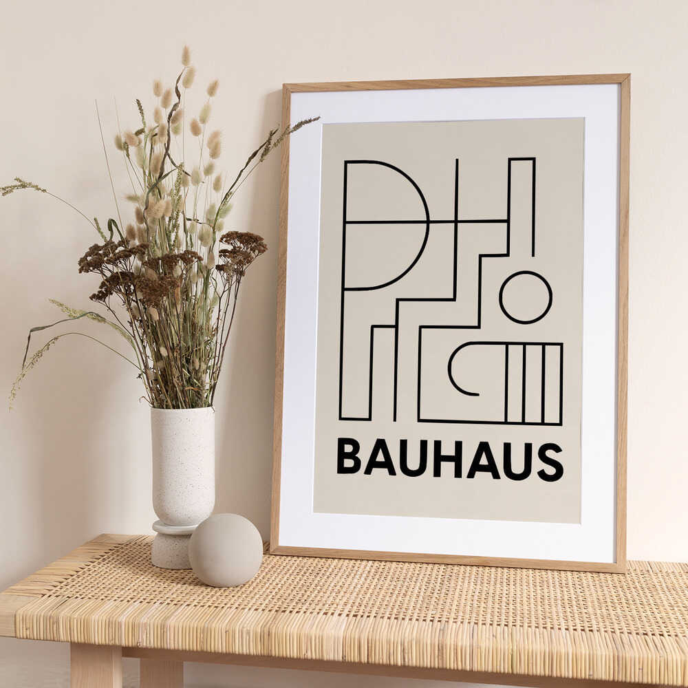Bauhaus Geometric Design line art - Art Print by Little Dean