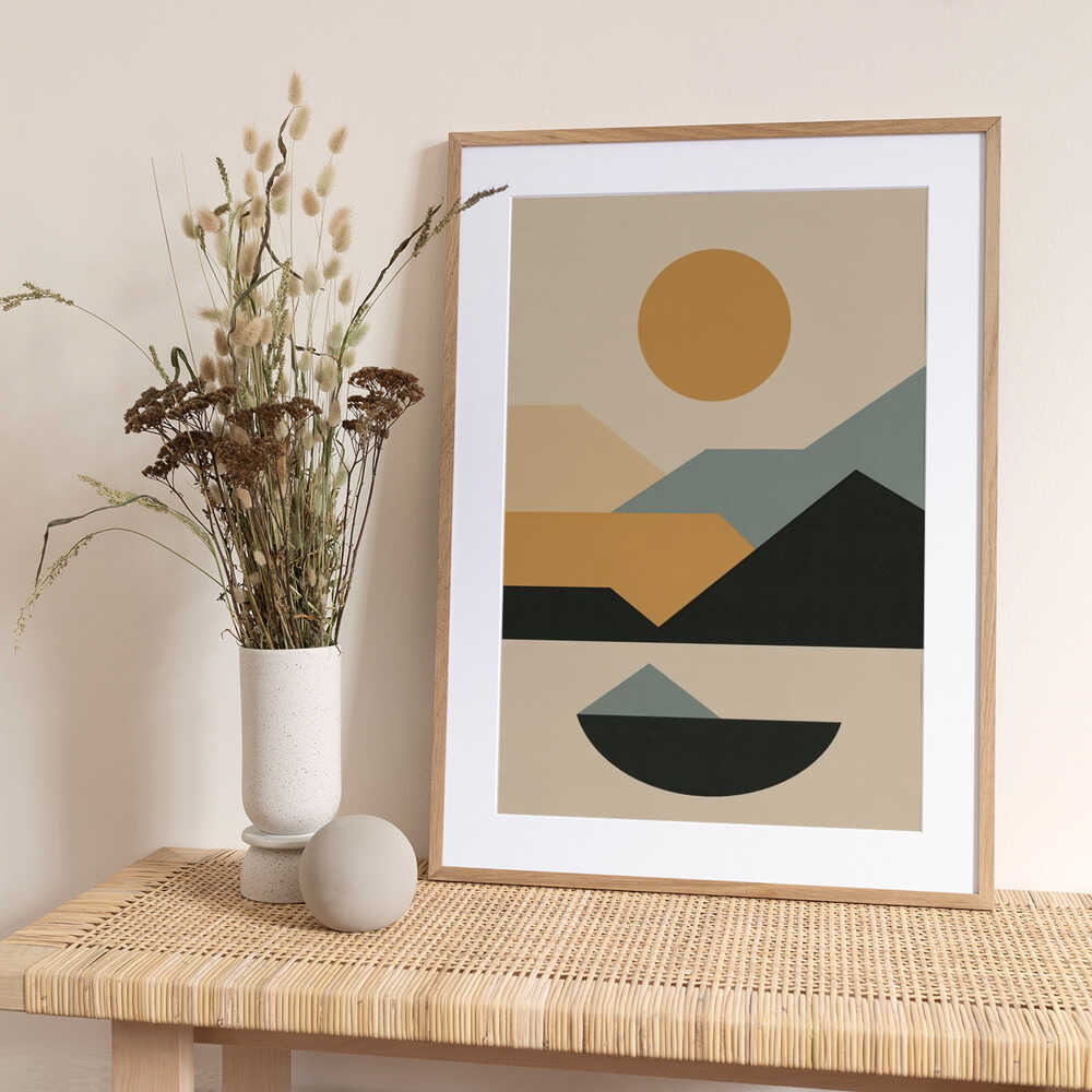 Geometric Mountain Landscape retro - Art Print by Little Dean