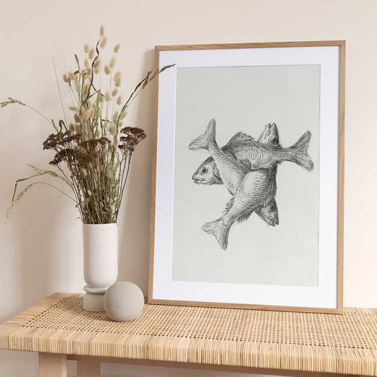 Three Fishes (1775–1833) - Art Print by Jean Bernard