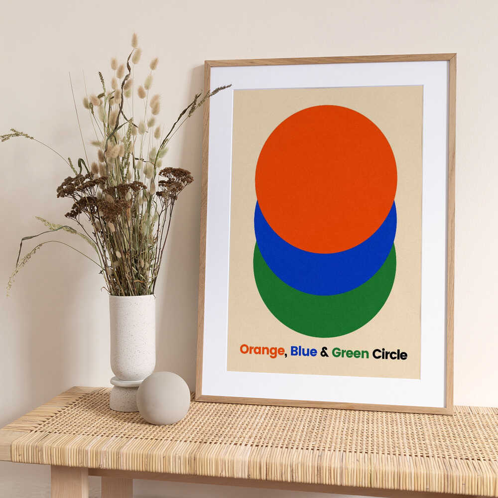 Orange Blue Green Circles - Art Print by Rosi Feist