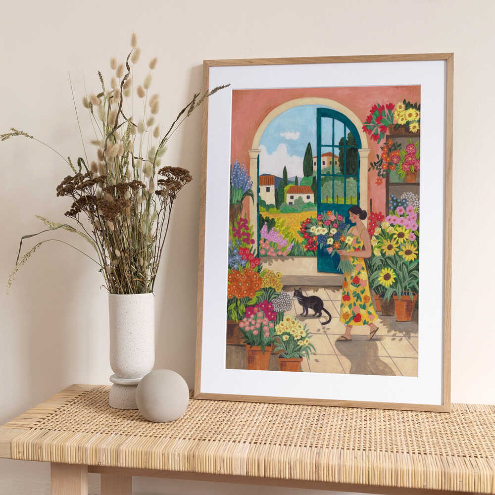 Idyllic Tuscan Flower Shop - Art Print by Caroline Bonne Müller