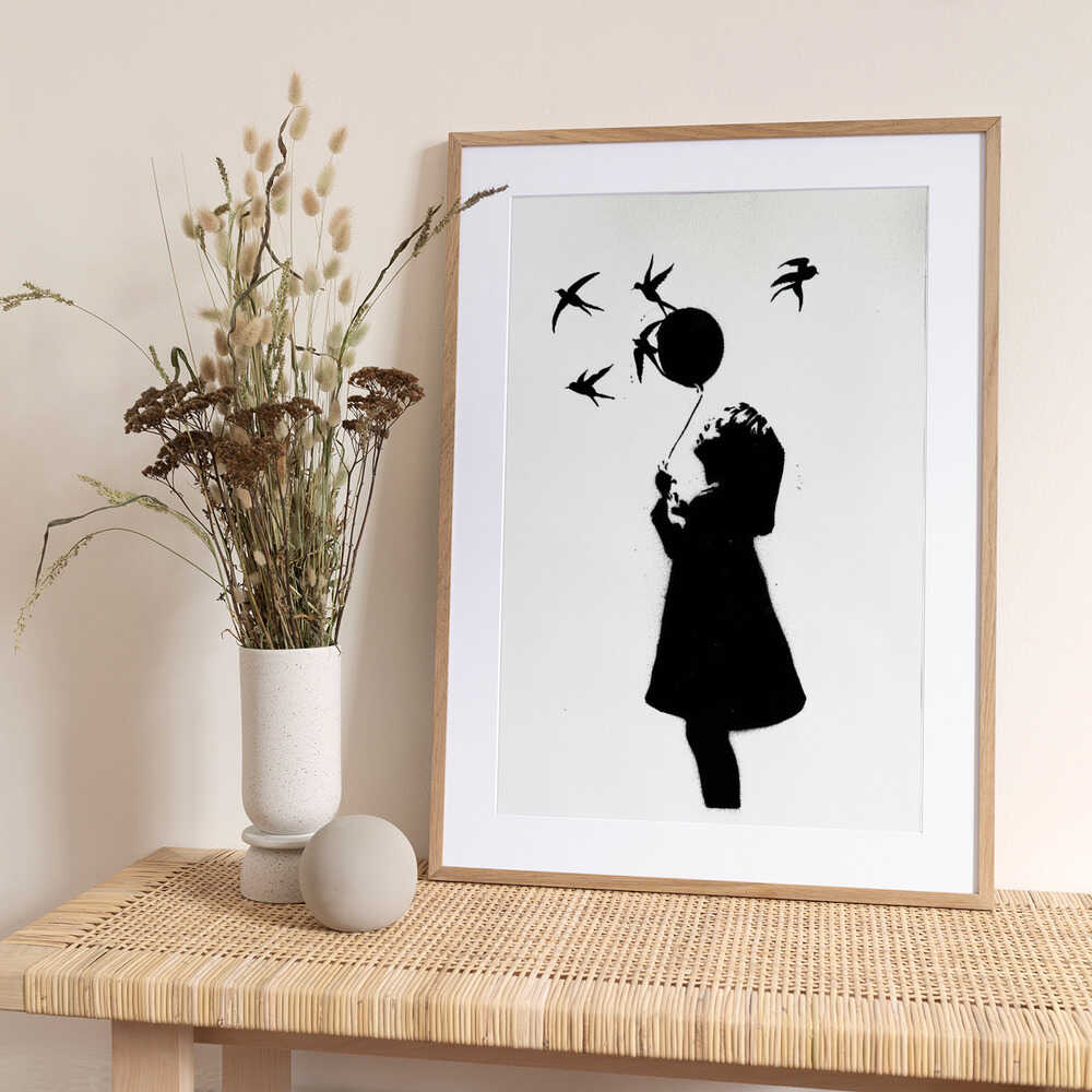 Little Girl Flying Swallows - Art Print by Suzan Habib