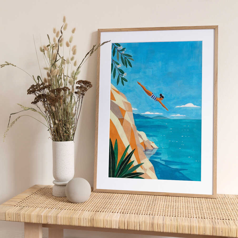 Summer Cliff Dive - Art Print by Caroline Bonne Müller