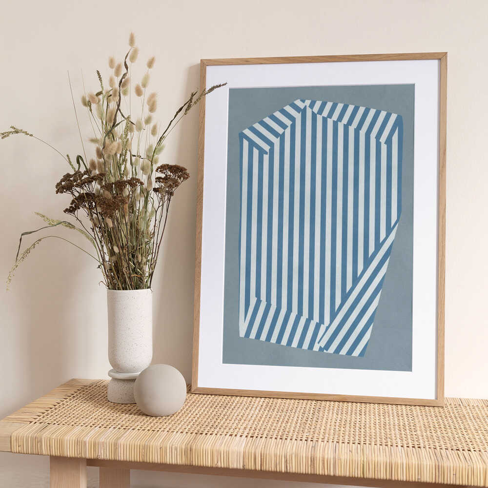 Blue Striped Illusion - Art Print by Vitor Costa