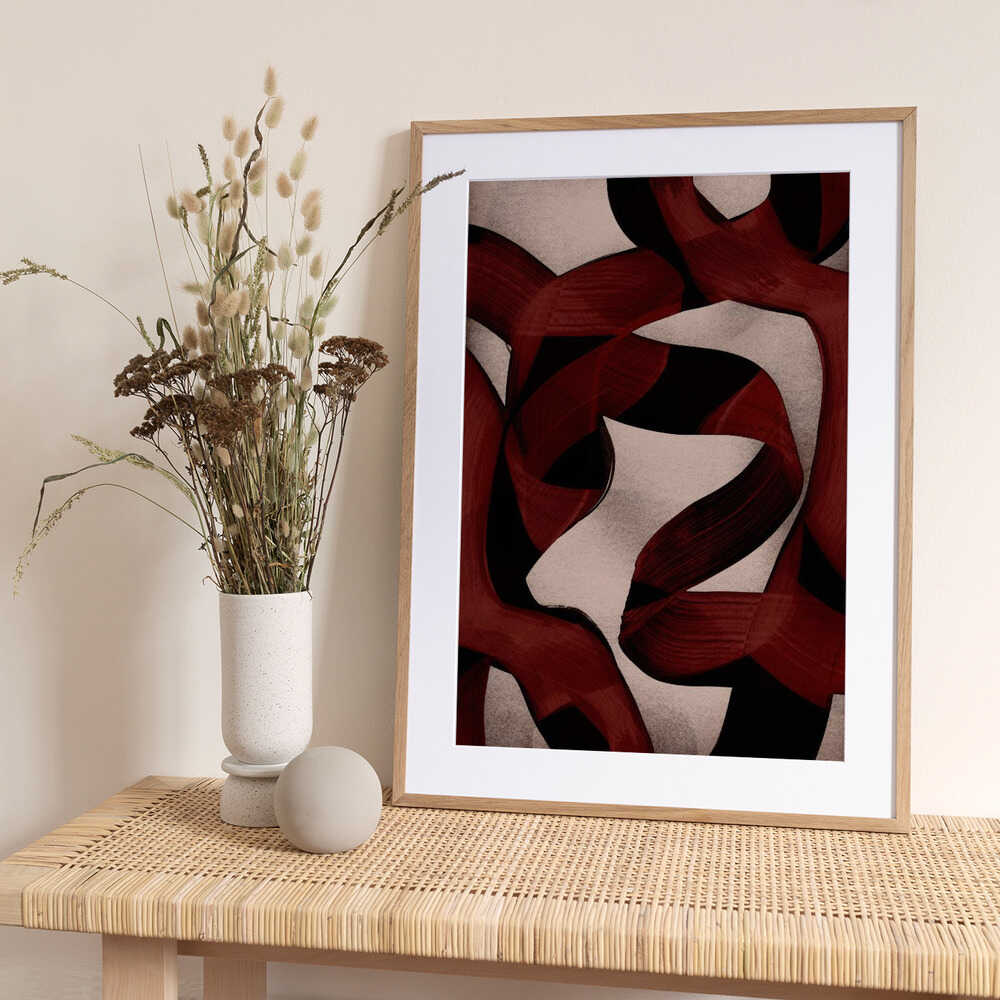 Elegant Red Swirls - Art Print by Mareike Böhmer