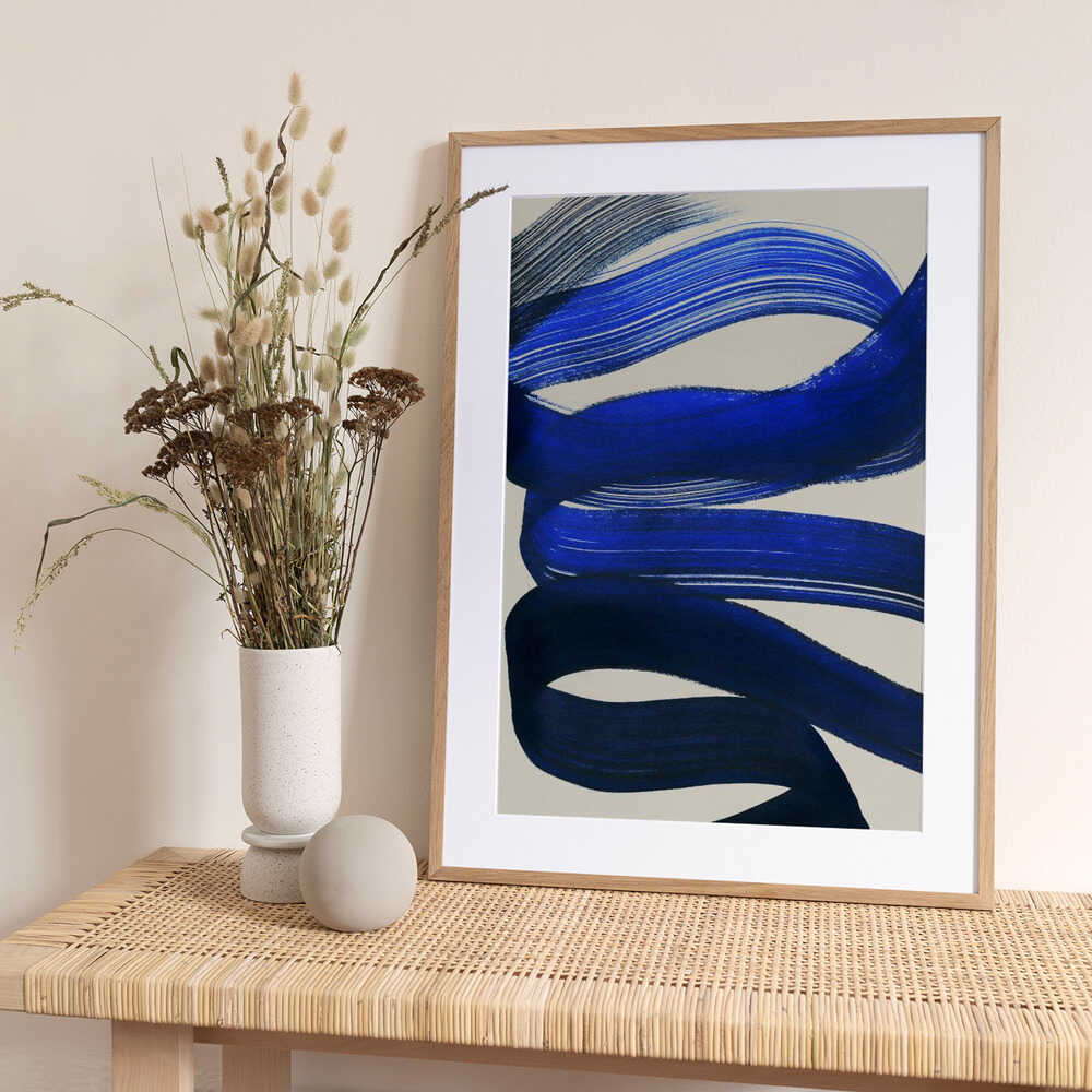 Flowing Blue Abstract - Art Print by Mareike Böhmer