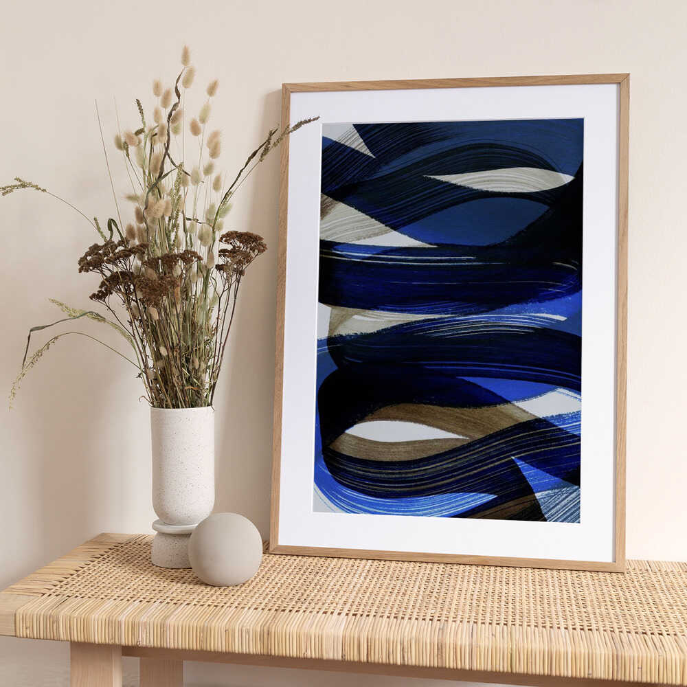 Indigo Brown Flow - Art Print by Mareike Böhmer
