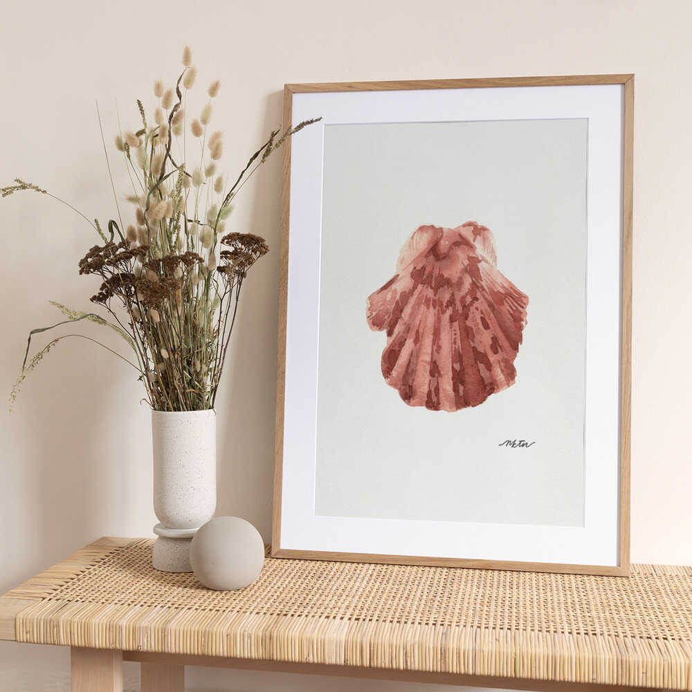 Pink Scallop Seashell - Art Print by NKTN