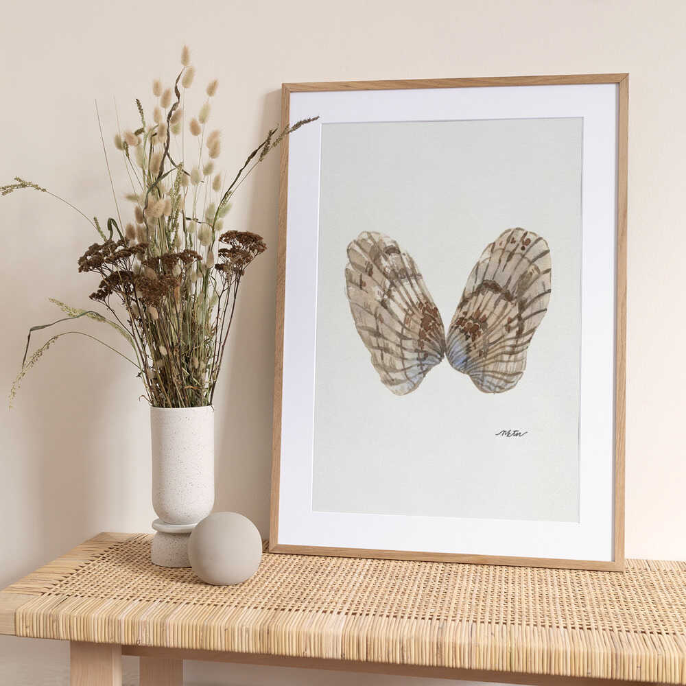 Watercolor Oyster Shells - Art Print by NKTN