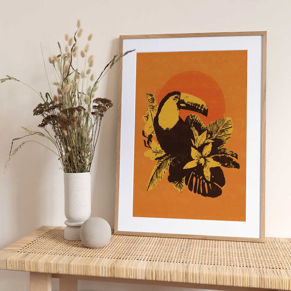 Tropical Toucan Sunset - Art Print by Katariina Kosunen
