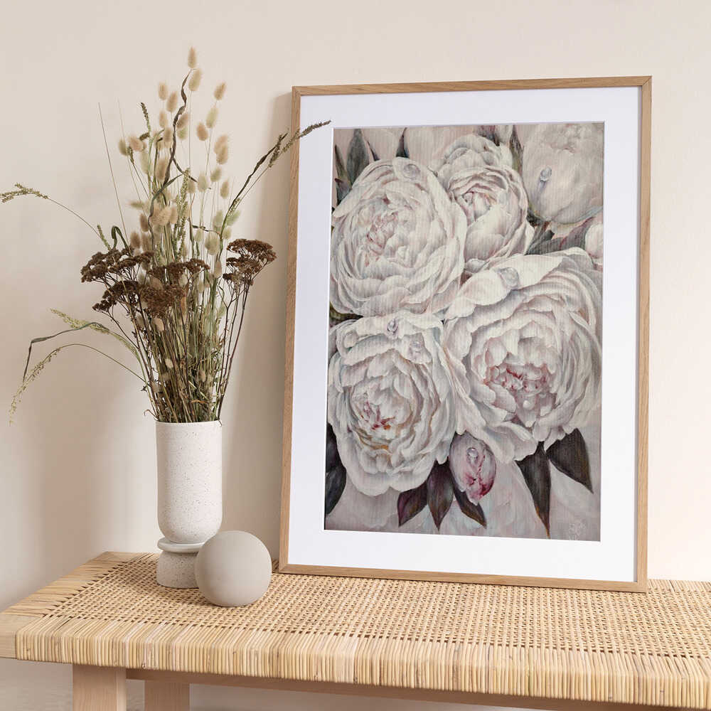 Elegant White Peonies - Art Print by Elena Pertceva