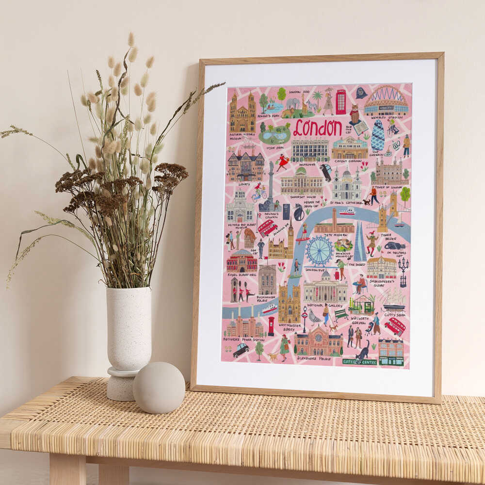 Whimsical London Map - Art Print by Caroline Bonne Müller