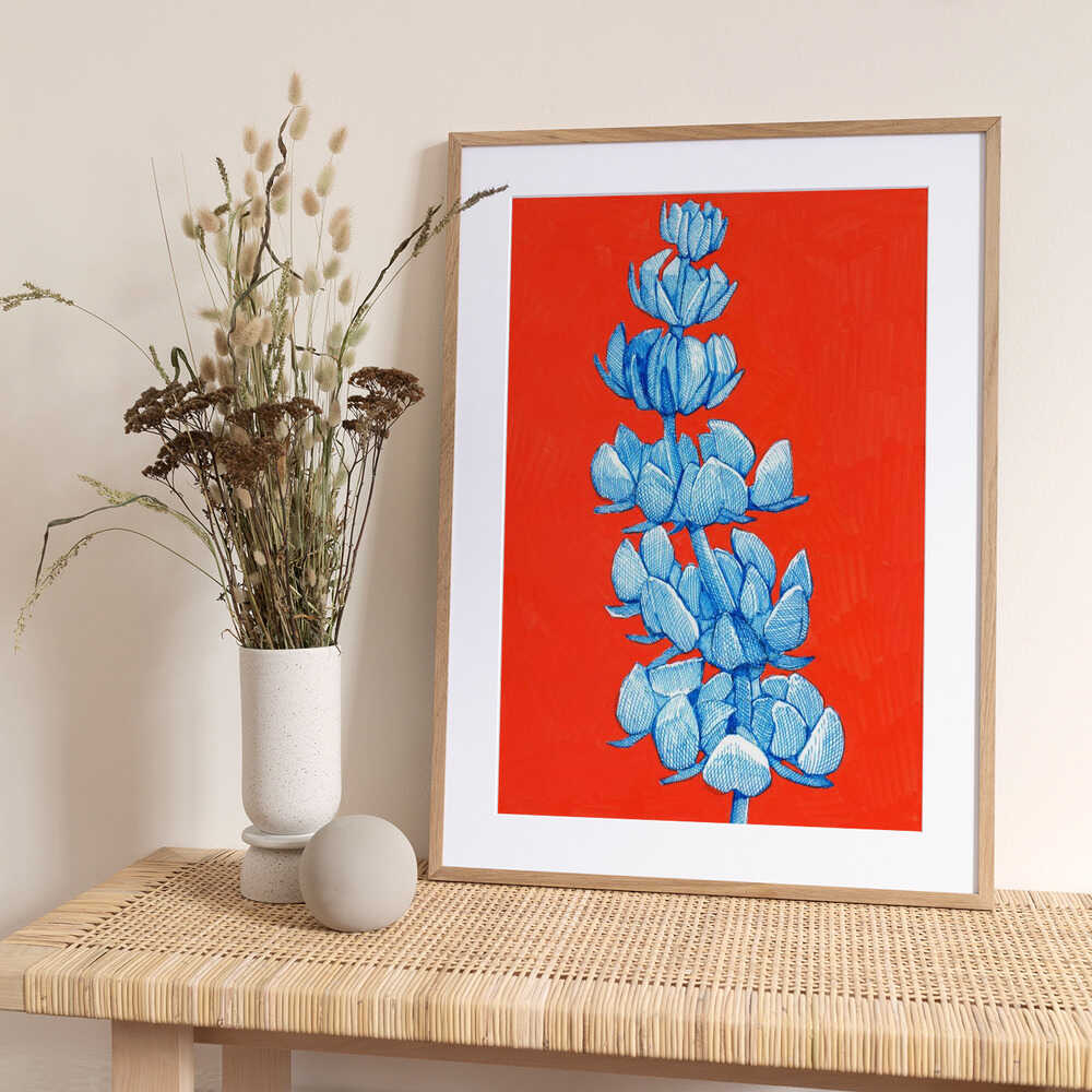 Bold Blue Bloom - Art Print by Katie O'Shea