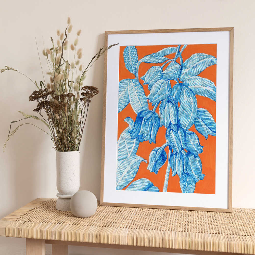 Vibrant Blue Botanicals - Art Print by Katie O'Shea