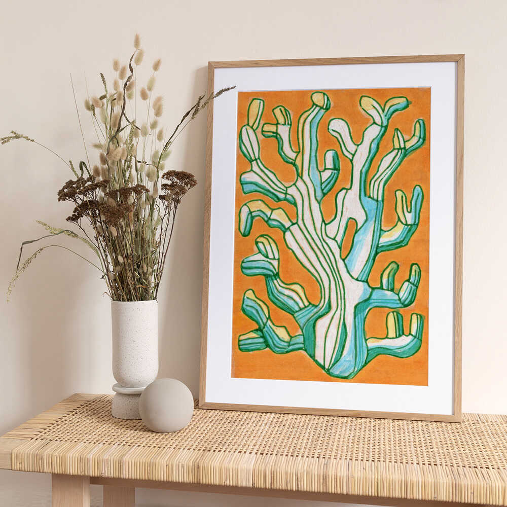 Vibrant Striped Coral - Art Print by Katie O'Shea