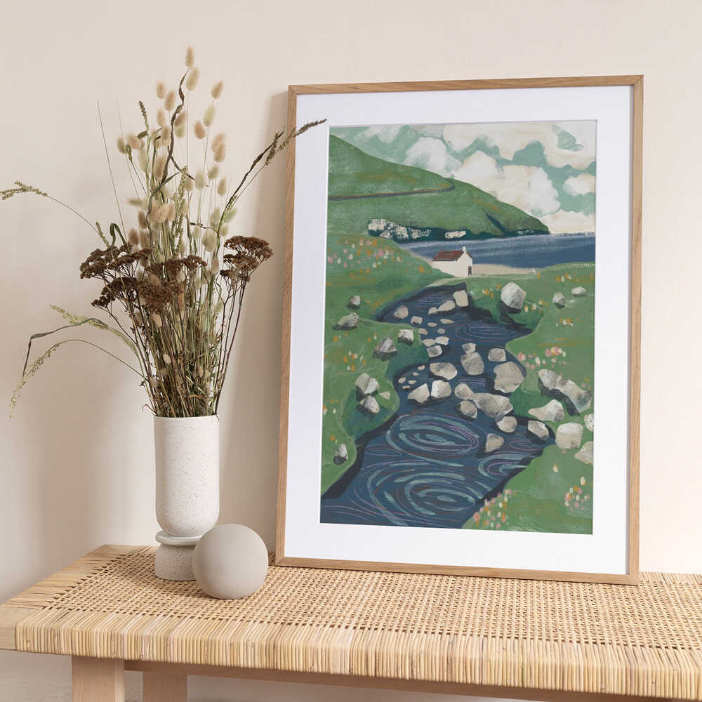 Winding Stream Country House - Art Print by Charlotte Trudgett