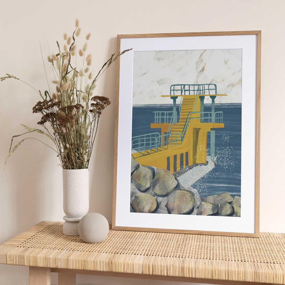 Yellow Ocean Diving Platform - Art Print by Charlotte Trudgett