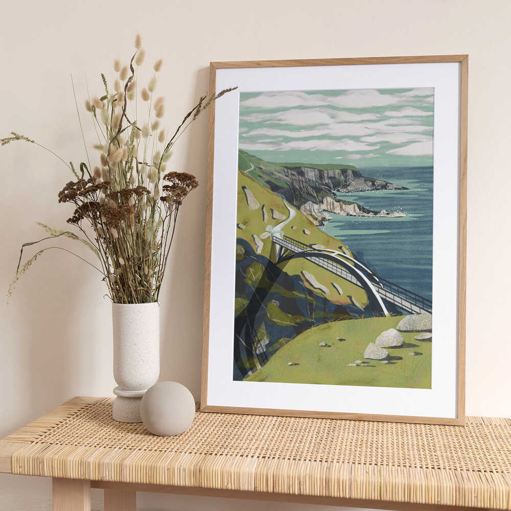 Winding Coastal Bridge Path - Art Print by Charlotte Trudgett
