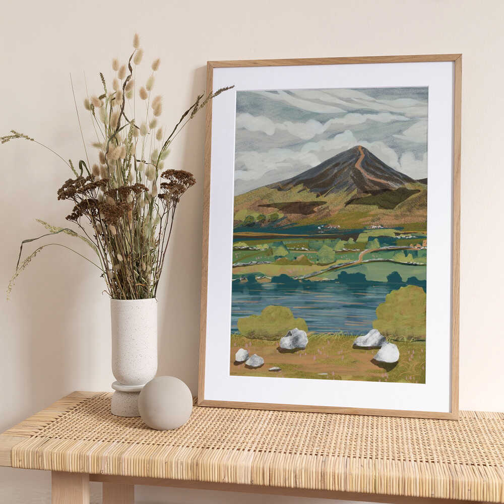 Lakeside Mountain View - Art Print by Charlotte Trudgett
