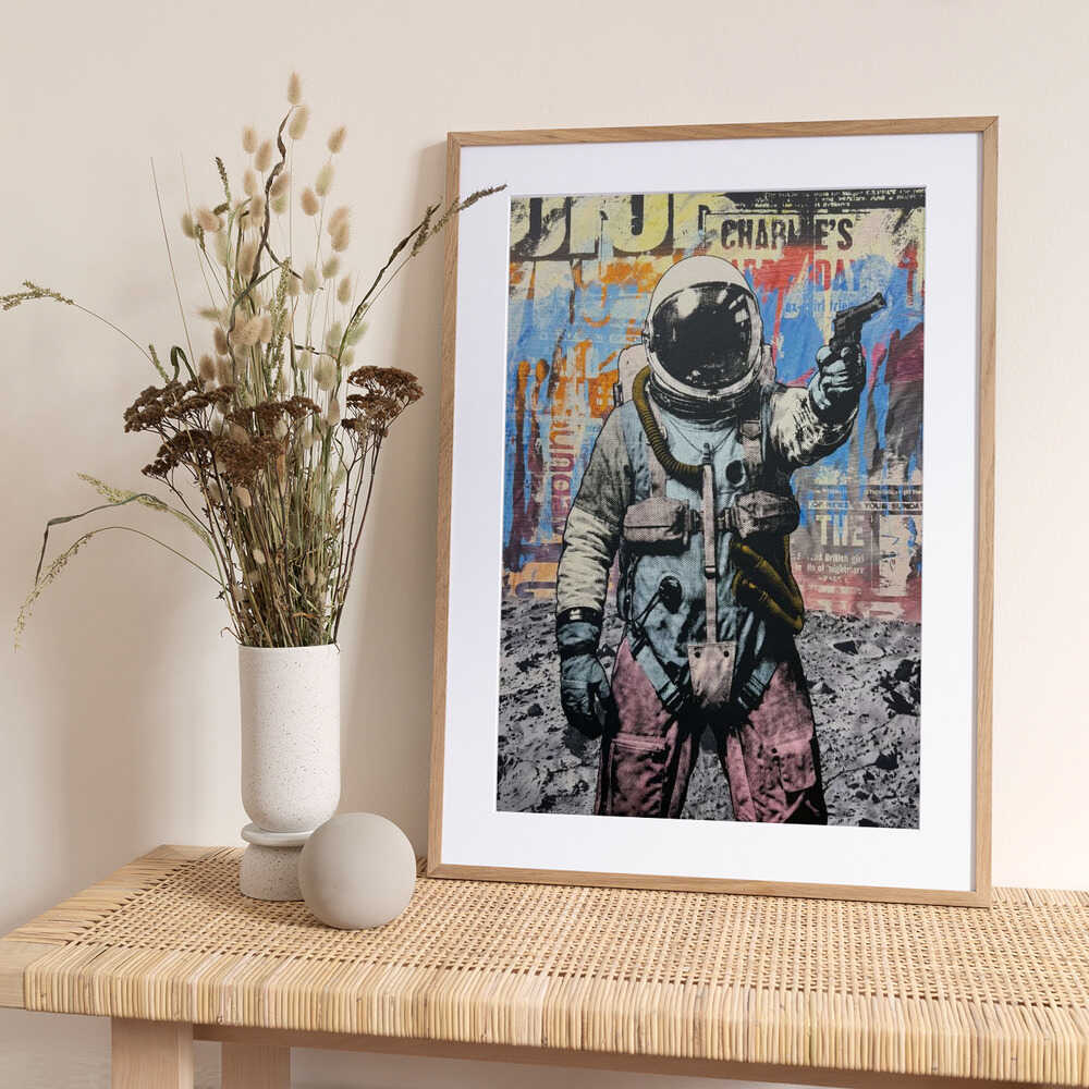 Armed Astronaut Moon Rebel - Art Print by Микола Курилюк