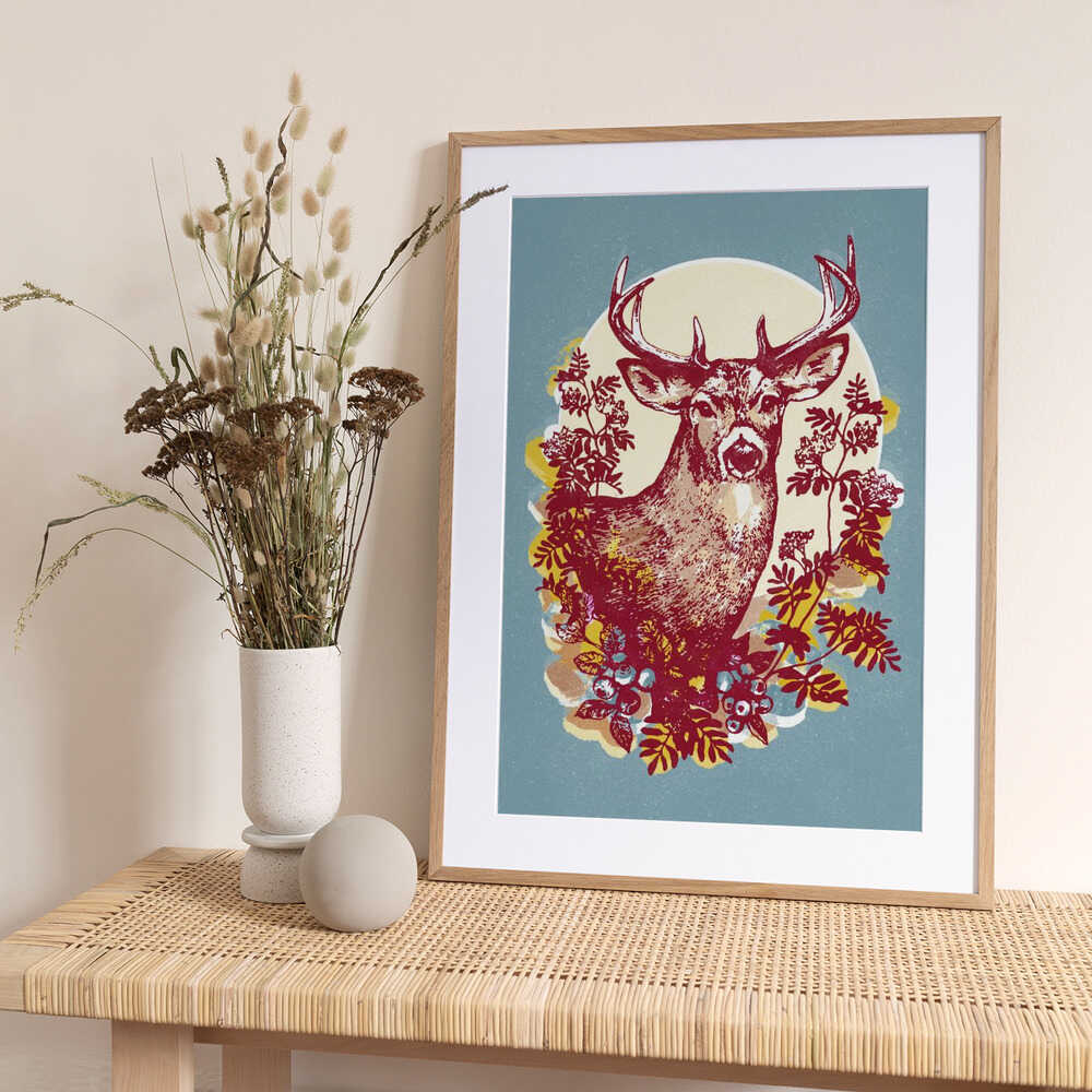 Elegant Forest Stag - Art Print by Katariina Kosunen