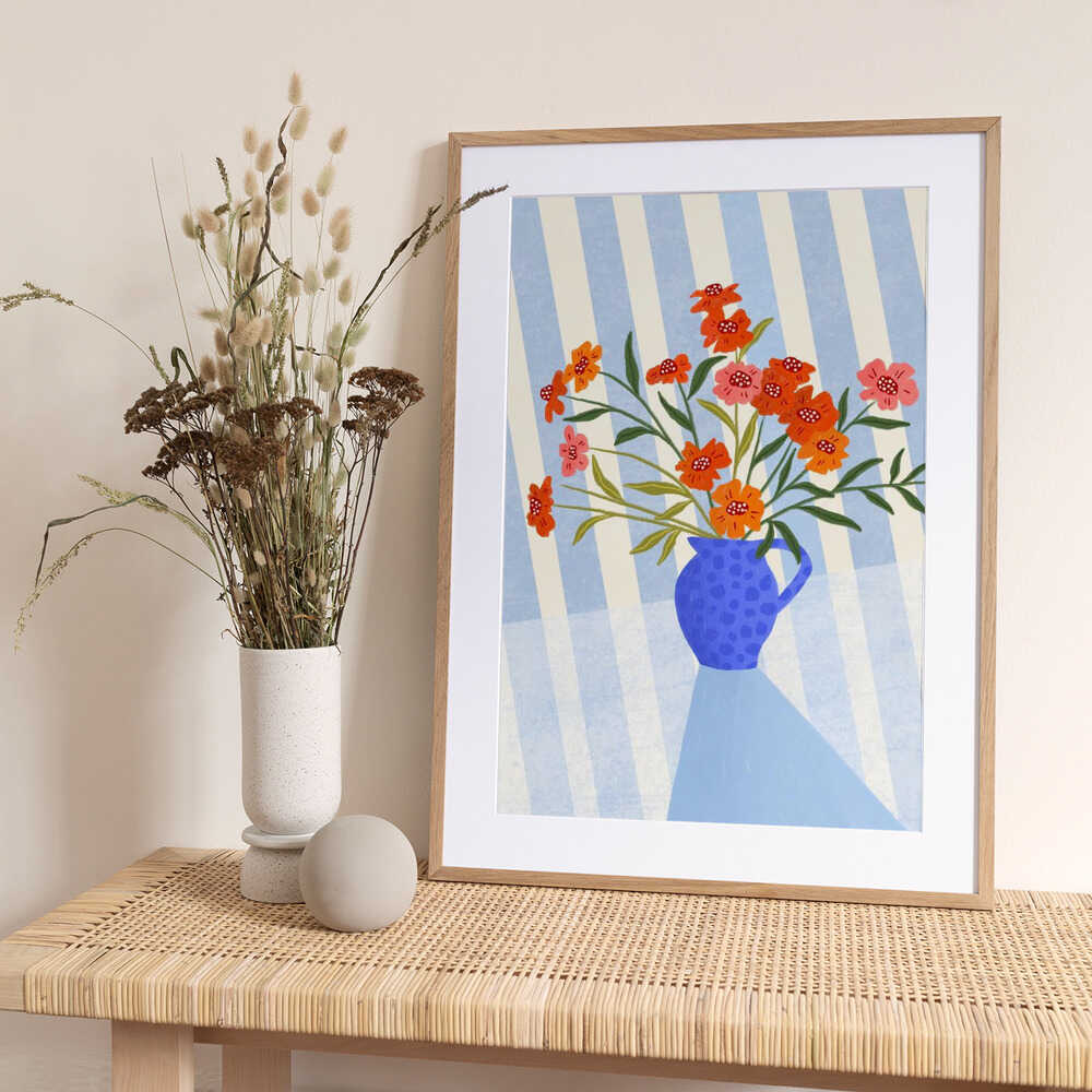 Cheerful Floral Pitcher - Art Print by Bea Müller
