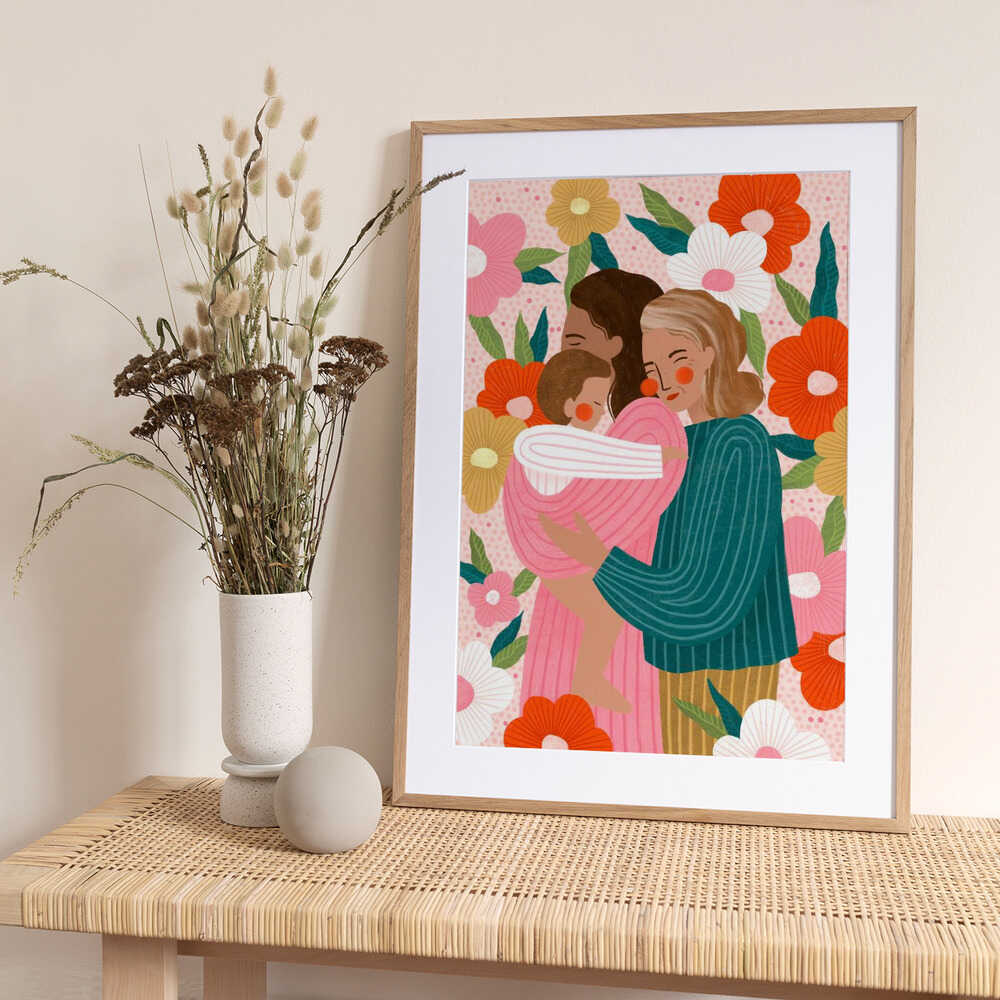 THREE GENERATIONS OF MOTHERHOOD - Art Print by Bea Müller