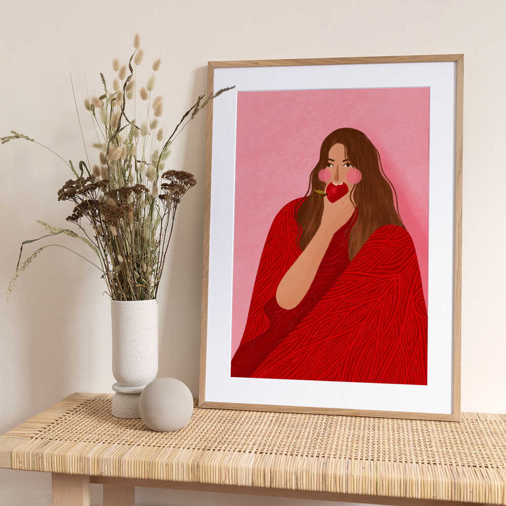 Cozy Woman Apple - Art Print by Bea Müller