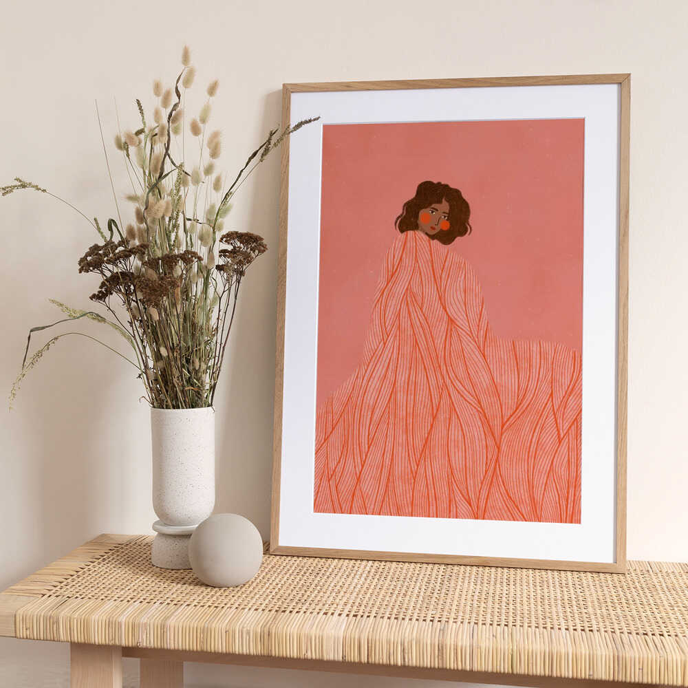 Coral Woman Dreaming - Art Print by Bea Müller
