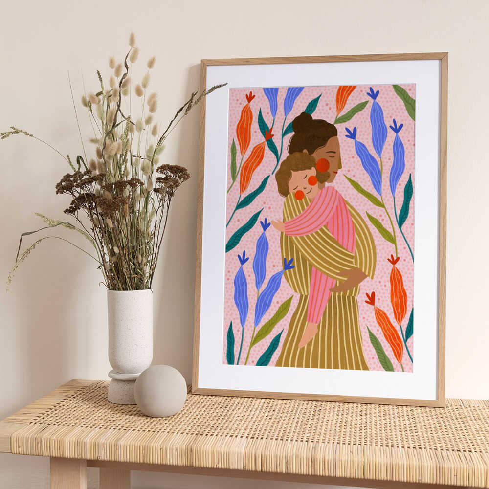 Gentle Mother's Embrace - Art Print by Bea Müller