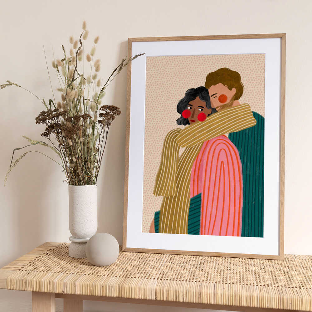 Loving Couple Embrace - Art Print by Bea Müller