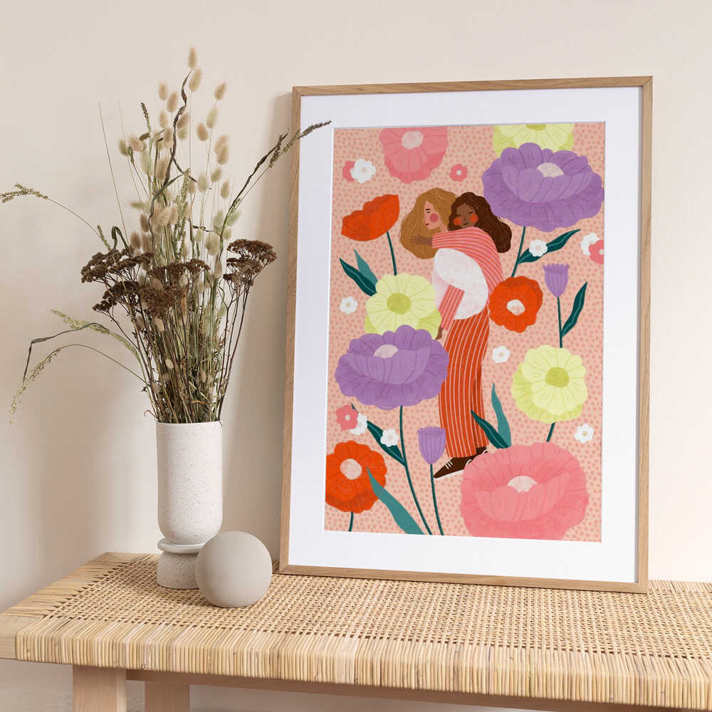 Joyful Floral Embrace - Art Print by Bea Müller