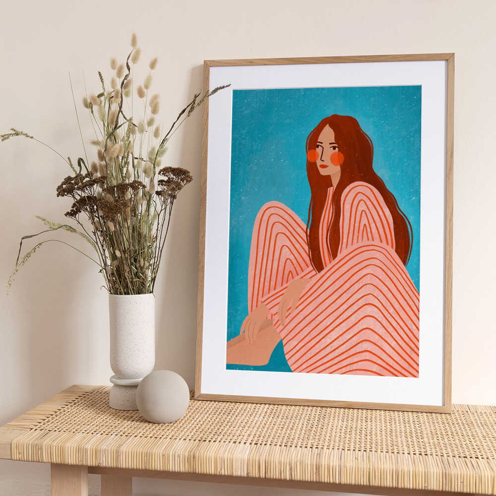 Serene Striped Woman - Art Print by Bea Müller