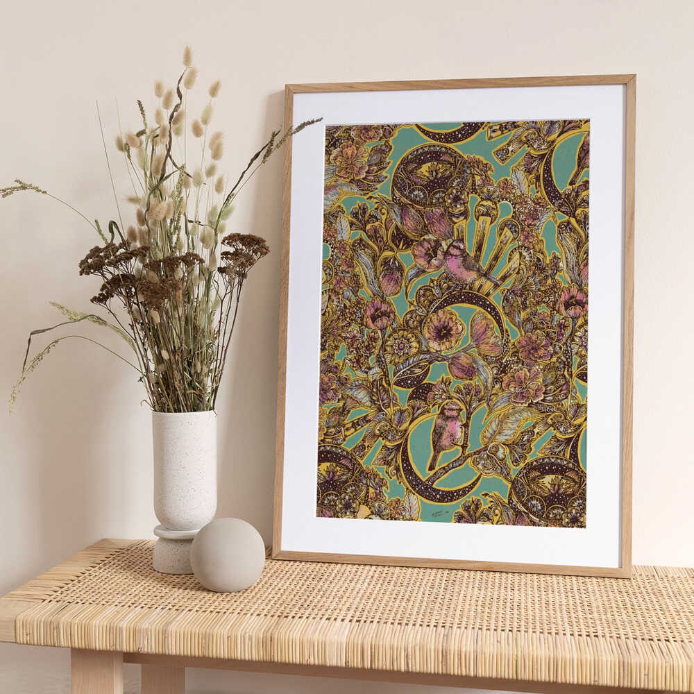 Enchanted Floral Birds - Art Print by Katariina Kosunen