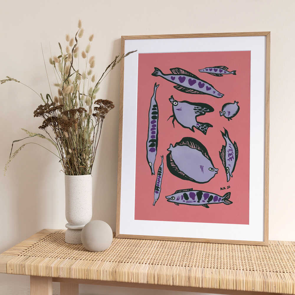 Whimsical Purple Fish - Art Print by Katariina Kosunen